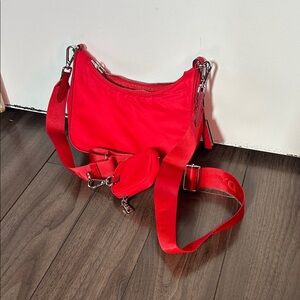 Red Crossbody Nylon Shoulder Bag
